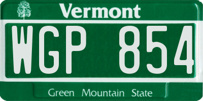 VT license plate WGP854