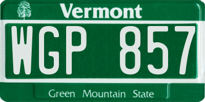 VT license plate WGP857