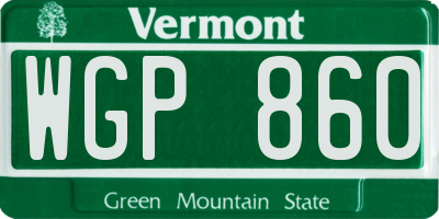 VT license plate WGP860