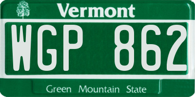 VT license plate WGP862
