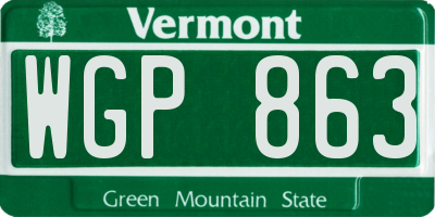 VT license plate WGP863