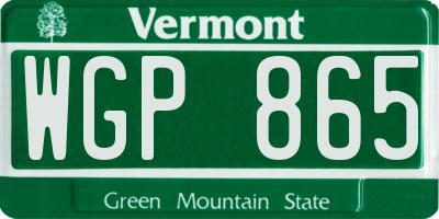 VT license plate WGP865