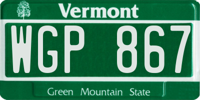 VT license plate WGP867