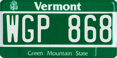 VT license plate WGP868