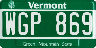 VT license plate WGP869