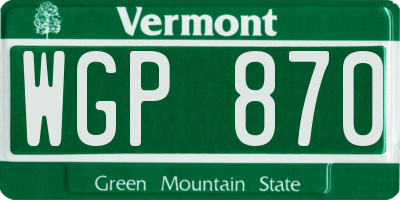 VT license plate WGP870