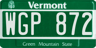 VT license plate WGP872