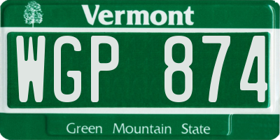 VT license plate WGP874