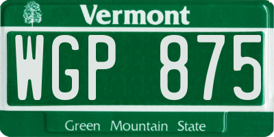 VT license plate WGP875