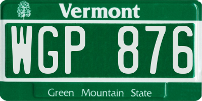 VT license plate WGP876