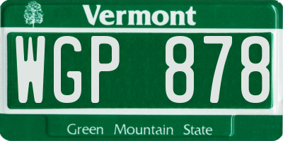 VT license plate WGP878