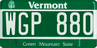 VT license plate WGP880