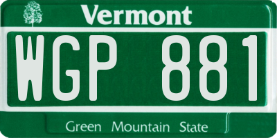 VT license plate WGP881