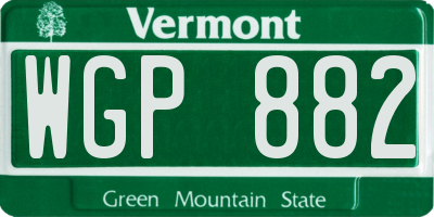 VT license plate WGP882
