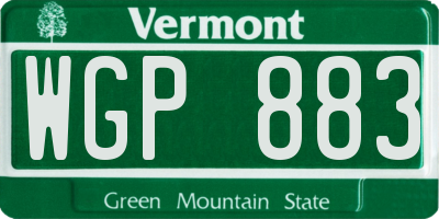 VT license plate WGP883