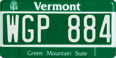 VT license plate WGP884