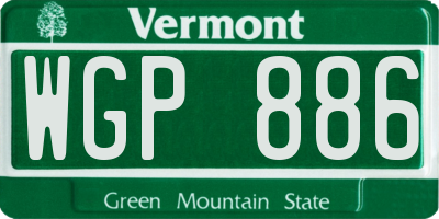 VT license plate WGP886