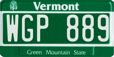 VT license plate WGP889