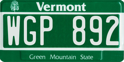 VT license plate WGP892