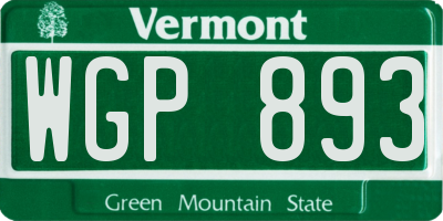 VT license plate WGP893