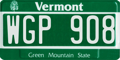 VT license plate WGP908
