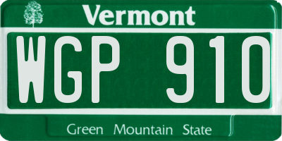 VT license plate WGP910