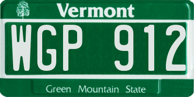 VT license plate WGP912