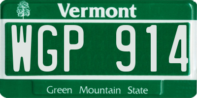 VT license plate WGP914