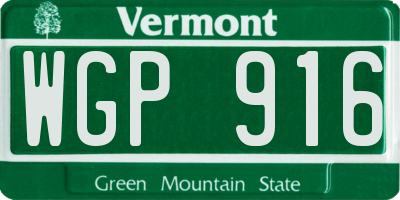 VT license plate WGP916