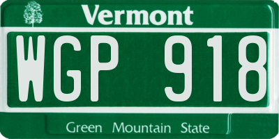 VT license plate WGP918