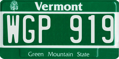 VT license plate WGP919