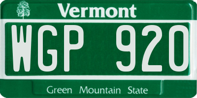 VT license plate WGP920