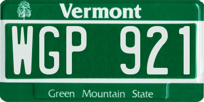 VT license plate WGP921