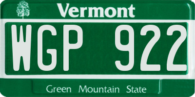VT license plate WGP922
