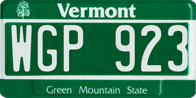 VT license plate WGP923