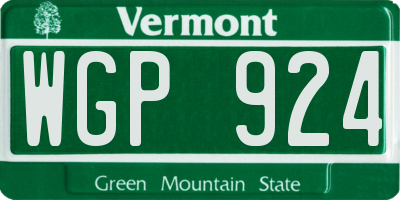 VT license plate WGP924