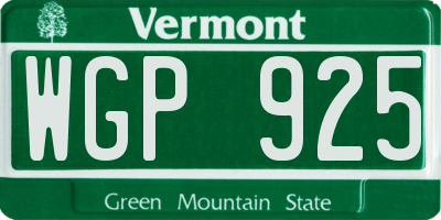 VT license plate WGP925