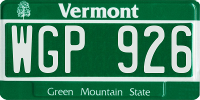 VT license plate WGP926