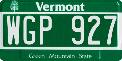 VT license plate WGP927
