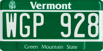 VT license plate WGP928