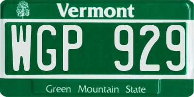 VT license plate WGP929