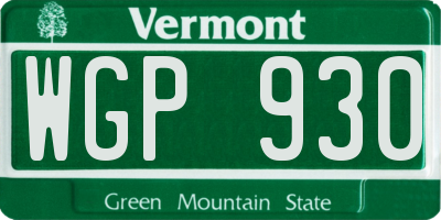 VT license plate WGP930