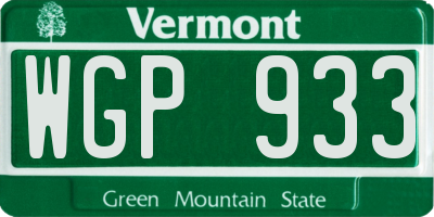 VT license plate WGP933