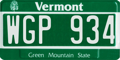 VT license plate WGP934