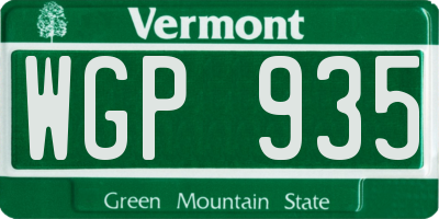 VT license plate WGP935