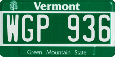 VT license plate WGP936