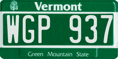 VT license plate WGP937