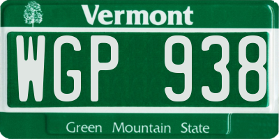 VT license plate WGP938