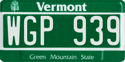 VT license plate WGP939