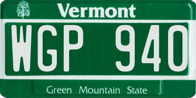 VT license plate WGP940